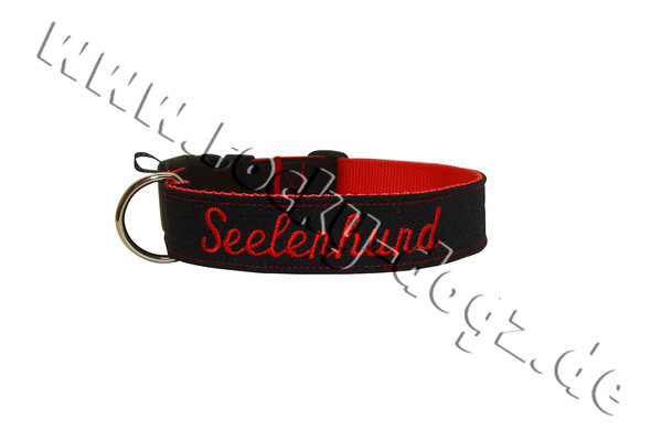 Halsband mit Namen schwarz-rot