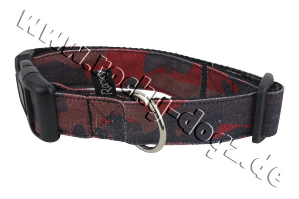 Nylonhalsband Camouflage rough-red